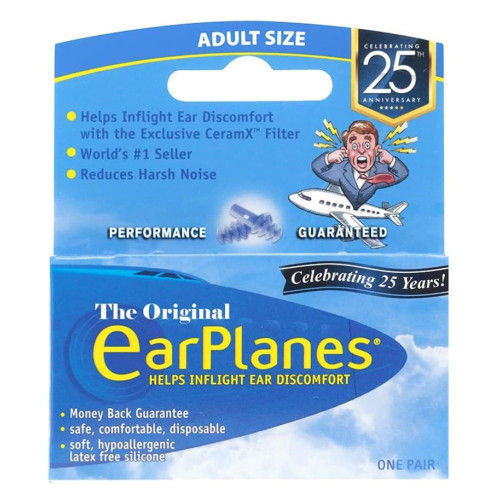 Original Adults Ear Protection and Pain Reliever for Airplane Travel (1 Pair)